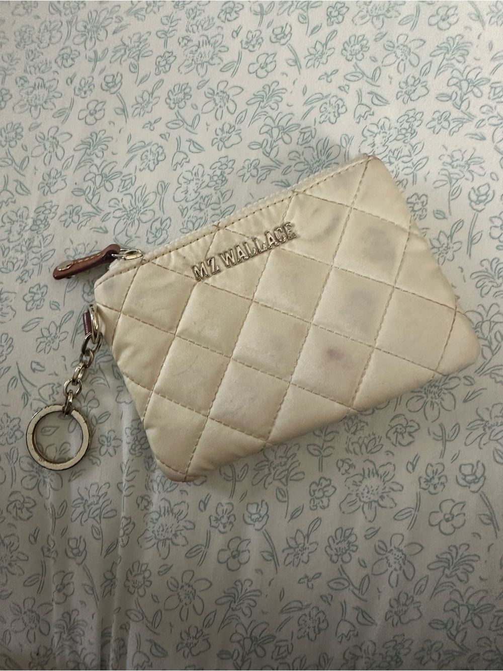 MZ Wallace Quilted Key Pouch in Cream